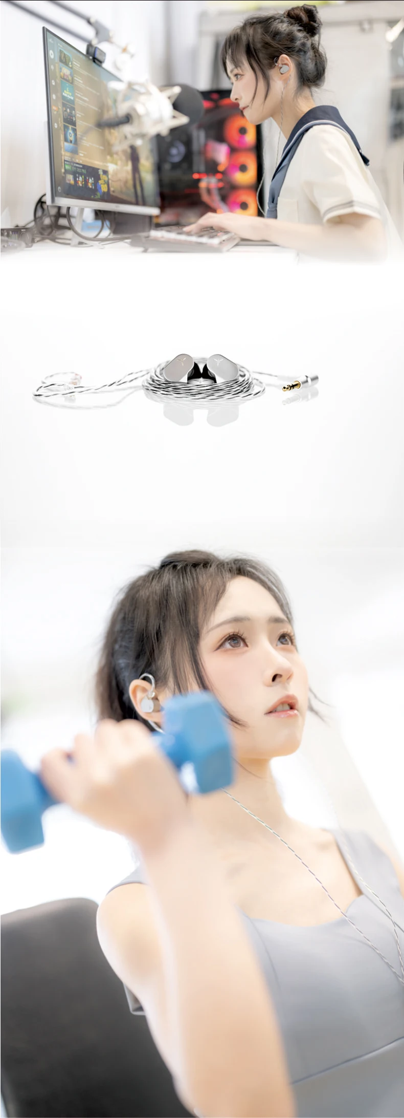 MOONDROP LAN HIFI-Kopfhörer, kabelgebundene Ohrhörer, IEM, 0,78 mm, mit Beryllium beschichtete Kuppel-Verbundmembran, abnehmbare Kabel-Ohrhörer – Detail 9