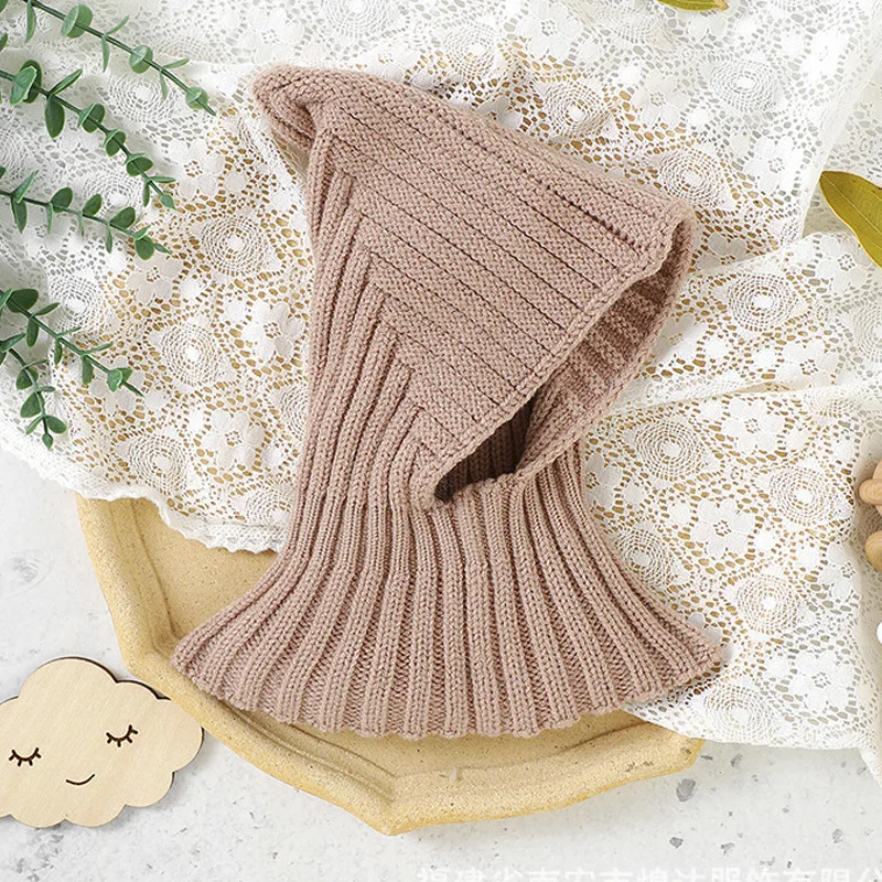 One-Pieces Baby Hat Scarf Autumn Winter Kids Knitted Hats for Boys Girl Windproof Pullover Beanie Neck Ear Warm Accessories 1-3Y