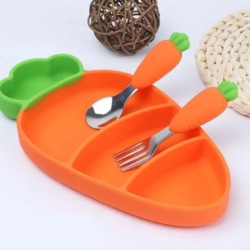 Baby Cartoon Tableware Feeding Plates Bowl Set Waterproof Suction Cup Silicone Set of Dishes Baby Stuff for Solid P31B