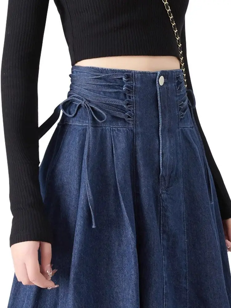 

2025 Spring/Summer New Women's Cowboy Half Skirt High Waist Commuter A-line Skirt