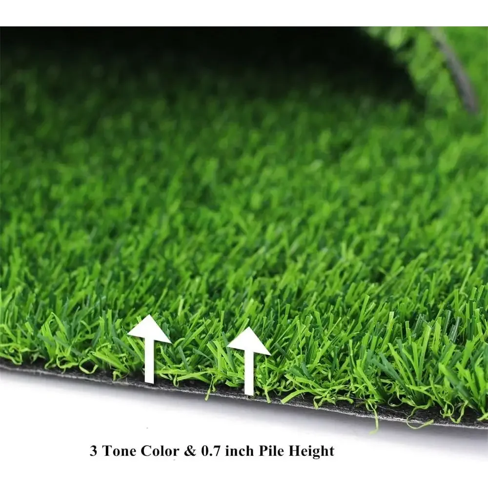 Outdoor Synthetic Grass Mat - 5ft x 8ft, 0.7 Pile Height, Realistic Look, Drainage Holes, Ideal for Garden, Balcony, Patio, Back