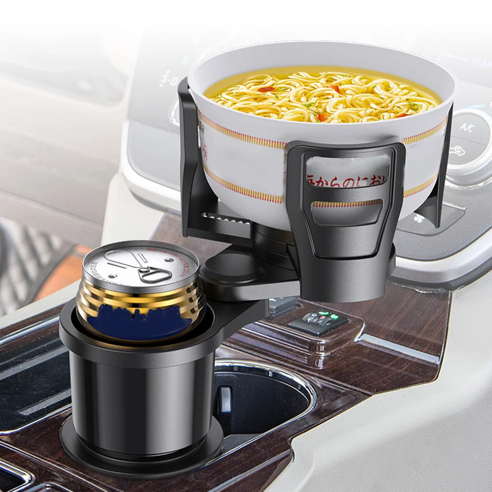 

Car Cup Holder Expander Dual Compartments Elastic Inner Wall Rotation Large Cup Storage Organizer Vehicle Mounted Drink Holder