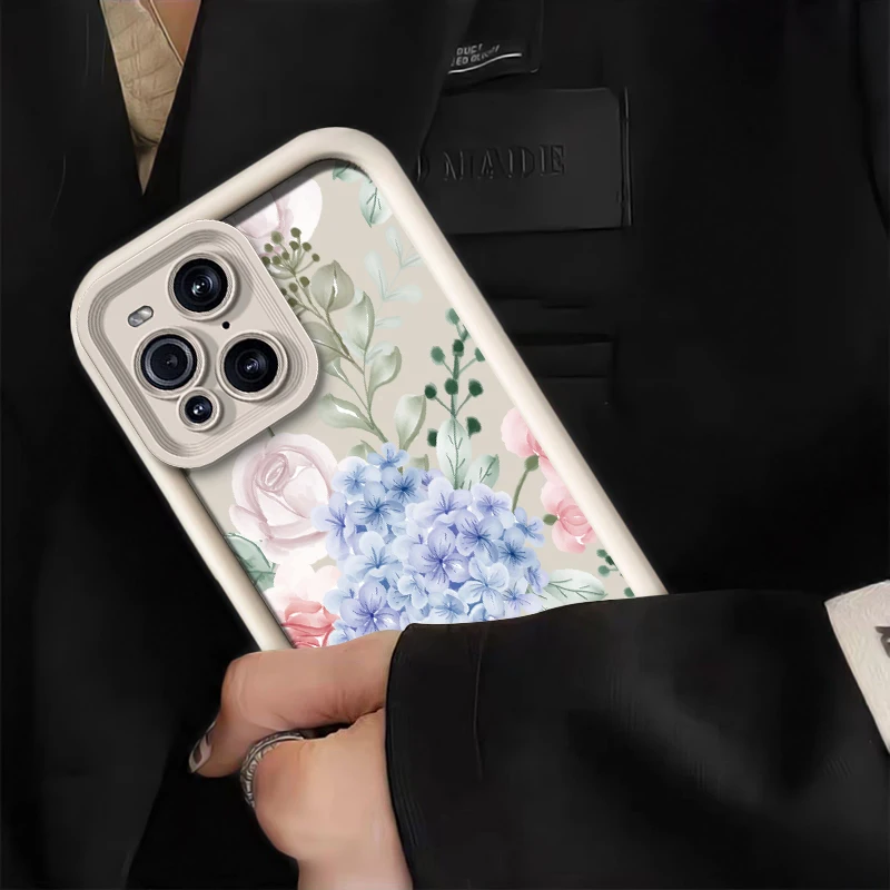 Custodia per telefono opaca in silicone per OPPO Trova X3 Lite X8 X5 Pro F19S F21 F9 F17 F19 Pro Plus Custodia morbida in TPU con motivo floreale di lusso