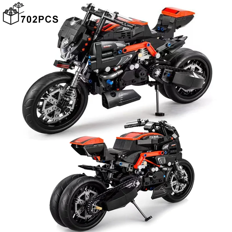 702PCS Technical Ducatis Diavel Motorcycle Building Blocks Assemble Motorbike High Tech Vehicle Toys Gifts For Children Boys