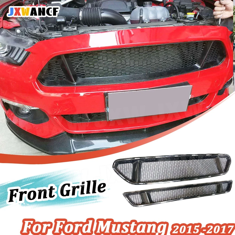

JXWANCF углеродное волокно/FRP автомобильный передний бампер сетчатая решетка сотовые решетки крышка для Ford Mustang 2015 2016 2017