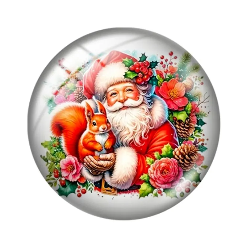 Santa Claus Floral  12/18/20/25mm glass cabochon  bracelet pendant rings for jewelry demo earrings back Making findings
