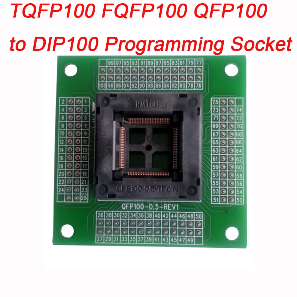 

LQFP100 IC Test Adapter TQFP100 FQFP100 QFP100 to DIP100 Programming Socket Pitch 0.5mm Burning Socket High Quality