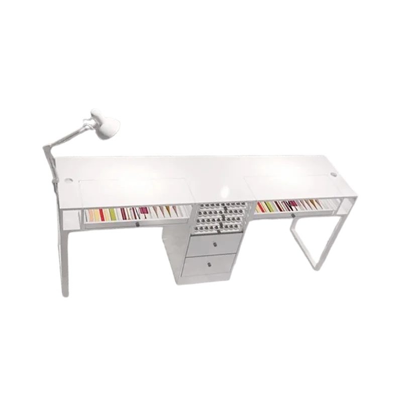 Storage Profesional Nail Desk Minimalist Rectangular Aesthetic Trendy Nail Table French White Table Onglerie Salon Furniture