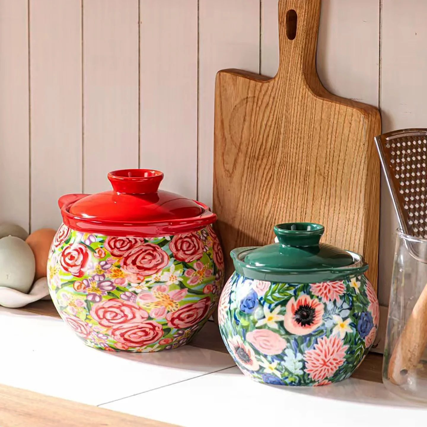 

Керамический резервуар для масла в американском деревенском стиле, бытовой резервуар для масла чили с ложкой, большая банка для приправ