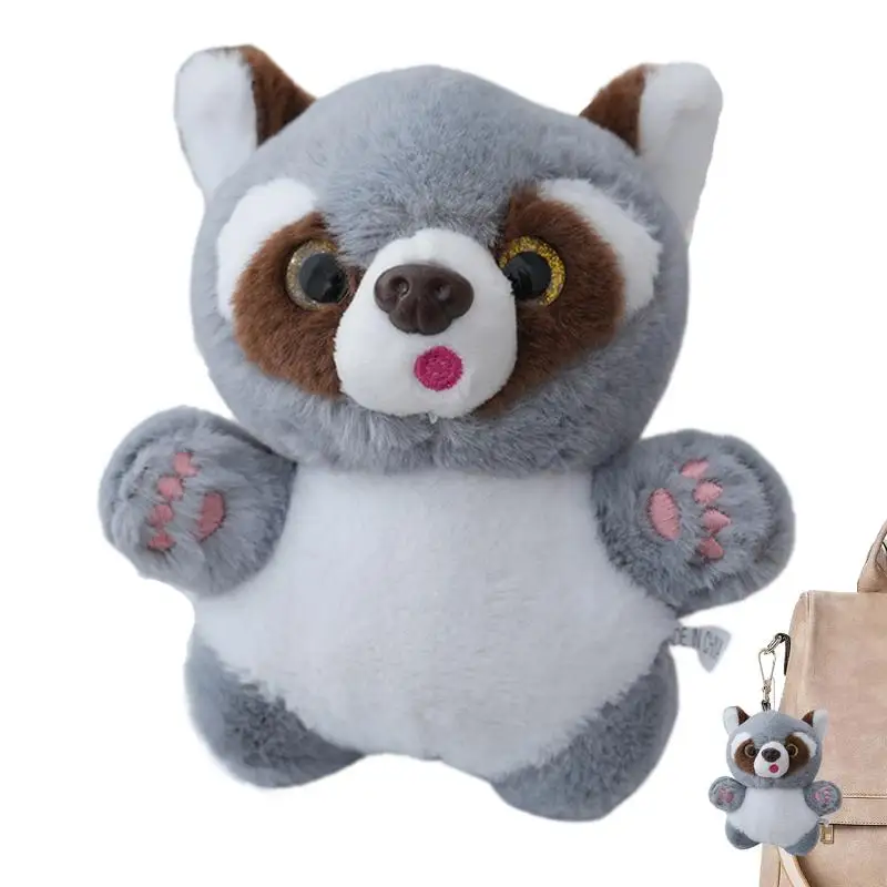 Cute Raccoon Keychain Pendant Cute Animal Keychain Pendant Stuffed Raccoon Collectible Doll Toy Children Companion Bag Charm For