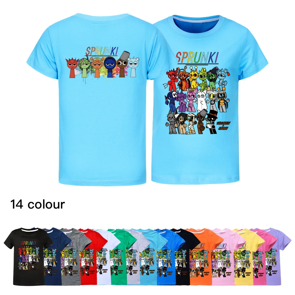 Hot Spunki Music Song Children's Short Sleeve T-Shirt, Horror Game, Incredibox, Tops, Cartoon Clothes, Tees, Girls, Boys, Kids