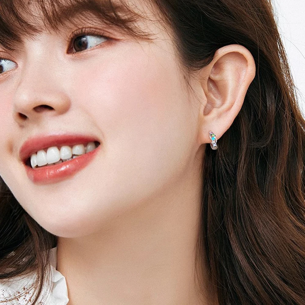 

Colorful CZ Round Earrings Fashion Exquisite Zircon Sweet Romantic Earrings For Women Girls Gift