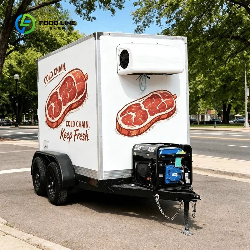Customized Velvet Ice Food Truck Kitchen Fully Equipped Outdoor Street Pizza Bbq Food Trailers Refrigerated Box Trailer