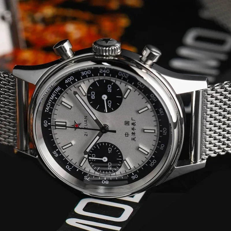 1963 Watch Chronograph Quartz For Men Quartz Pilot Waterproof Canvas Fashion Unique Military Male Watch Retro Panda Dial