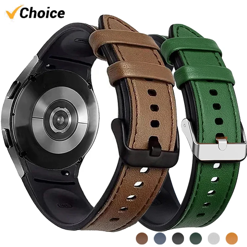 

Leather Watch Band for Samsung Galaxy Watch 4/5 40 44mm Classic 42 46mm Quick Release Silicone Strap for Galaxy Watch 5 pro 45mm