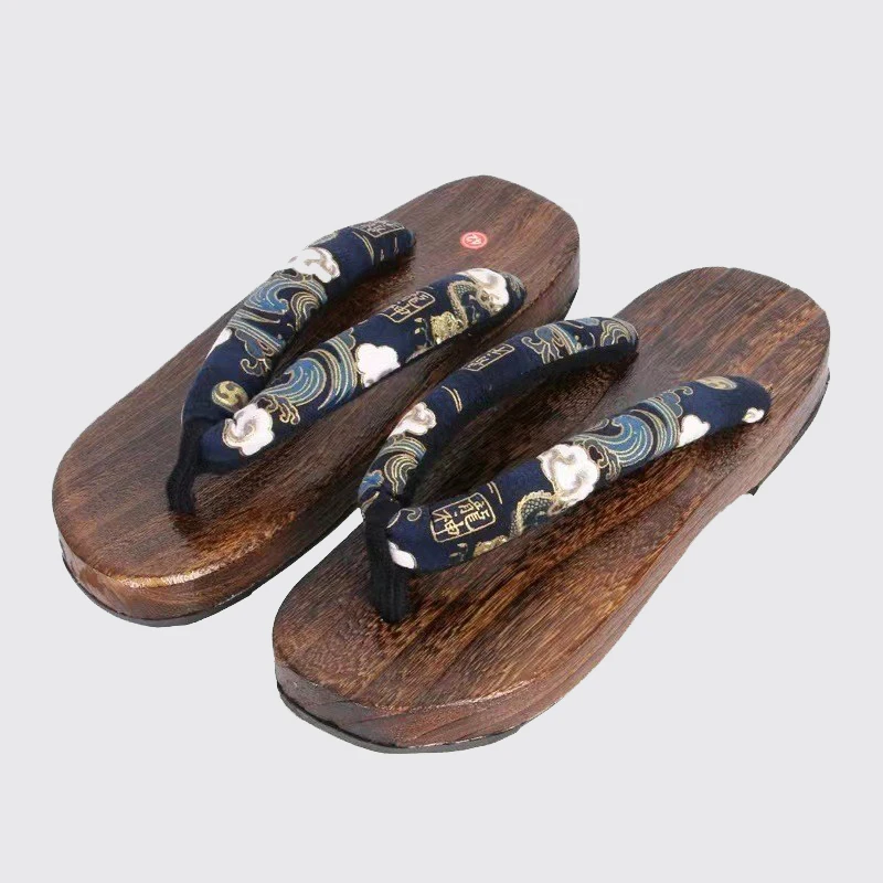 Japanese Style Wood Clogs Slippers Men Women Home Anti-Slip Couples Wood Shoes Comfortable Breathable Casual Slip-On Sandals