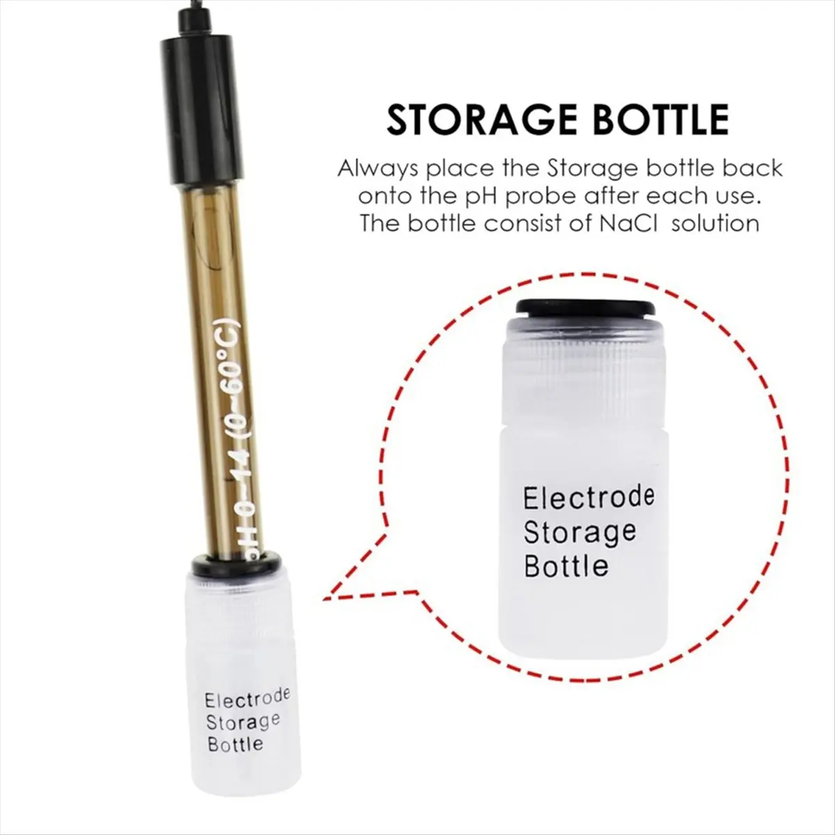ABNH E-314 PH Electrode Sensor Probe, 0-14 PH Highly Accurate Probe with BNC Connector for Continuous Measurement of Liquids