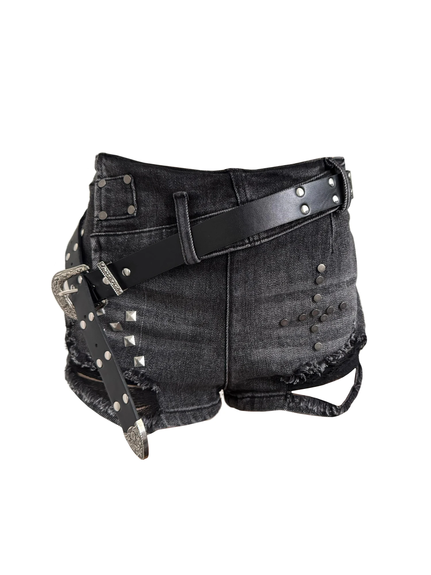 Women Black Gothic Mini Denim Shorts American Vintage 2000s Y2k Gyaru Short Jeans Low-Rise Hot Denim Pants for Women Summer 2026
