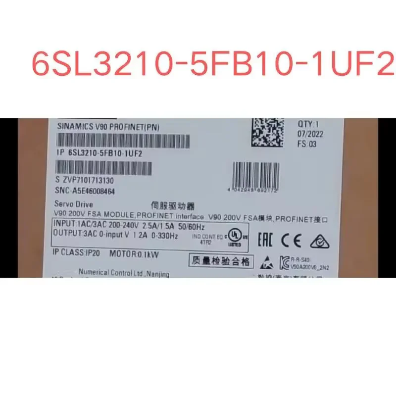 6SL3210-5FB10-1UF2 Brand New SINAMICS V90, with PROFINET Input voltage