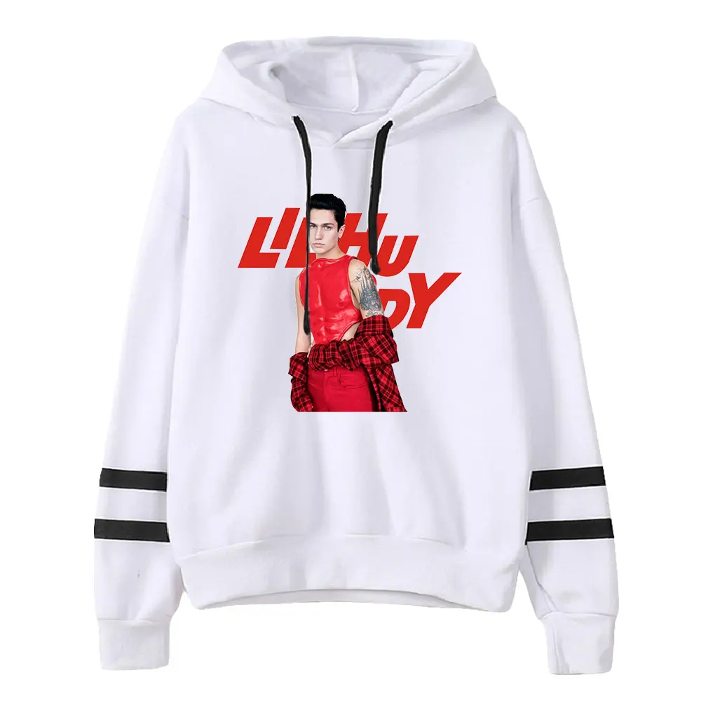 Lilhuddy Merch Hoodie Pocketless Parallel Bars Sleeve Streetwear Women Men Hooded Sweatshirt 2023 Young Youtuber Fashion Clothes