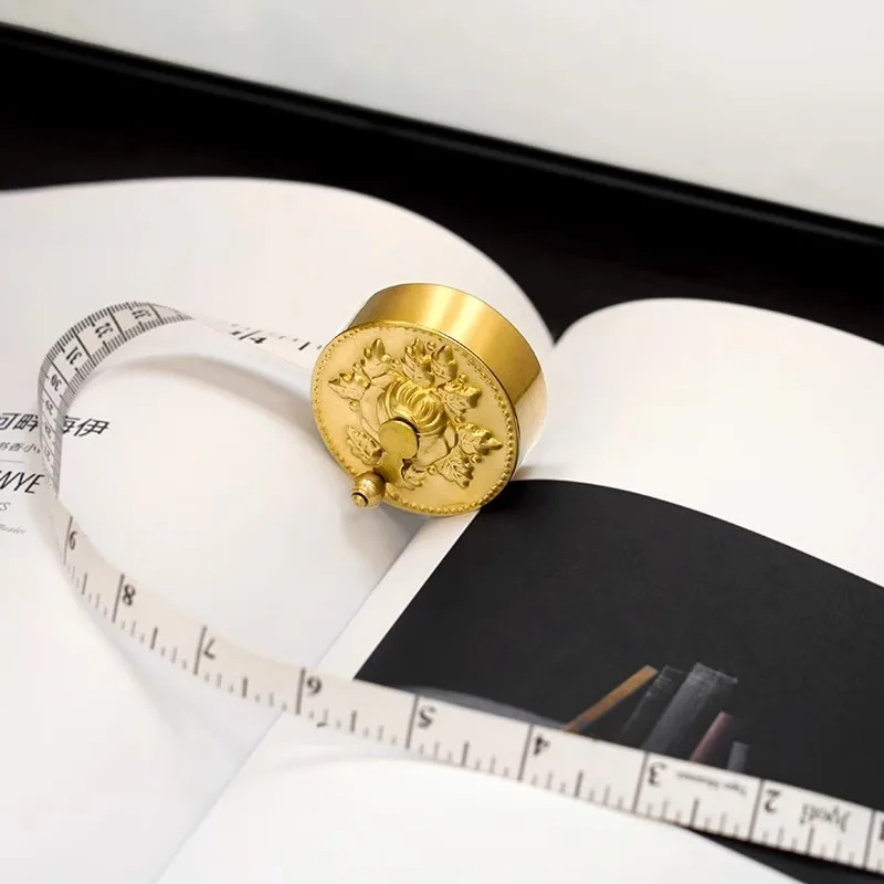 150cm ‌Antique Style Decorative Brass Measuring Tape, Mini Hand-Cranked Soft Ruler for Home Office, Gift Idea