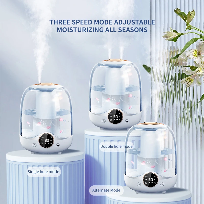 Humidificador de doble pulverización, humidificador de 3L, enchufe Usb, escritorio doméstico, Mini pantalla Digital portátil, temporizador inteligente, atmósfera, luz nocturna