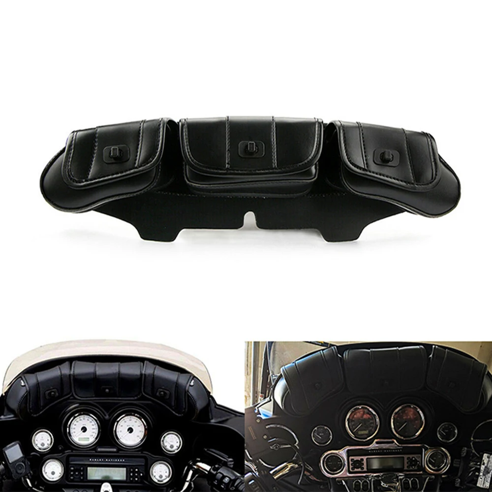 

Мотоциклетная сумка с 3 карманами на лобовом стекле и крылом летучей мыши, подходит для Harley Electra Street Glide Touring 1996-2013 гг.