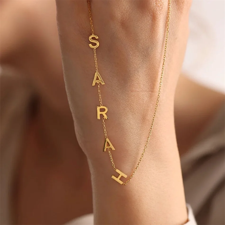 SUNIBI Custom Name Necklace for Woman 26 Letter Plain Pendant Choker Charm Patchwork Gold Color Necklace Women Fine Jewelry Gift