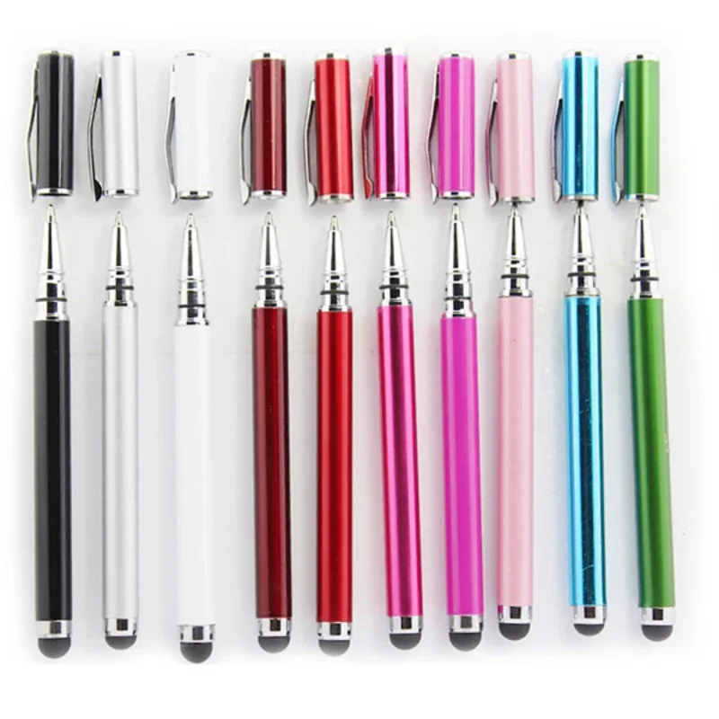 100pcs Touch Screen Pen Stylus Multi-Function 2 in 1 Capacitive and Ball Point Pens for iPhone Samsung iPad Smart Phone Tablet