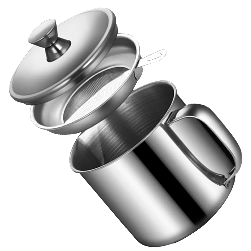 

Stainless Steel Oil Filter Pot Funnel Strainer Olive Catch Can Drainer Dispenser
