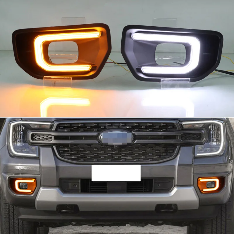 

2PCS LED Daytime Running Light For Ford Ranger 2022 2023 XLT Sport Platinum Dynamic Turning Signal Car 12V LED DRL Lamp