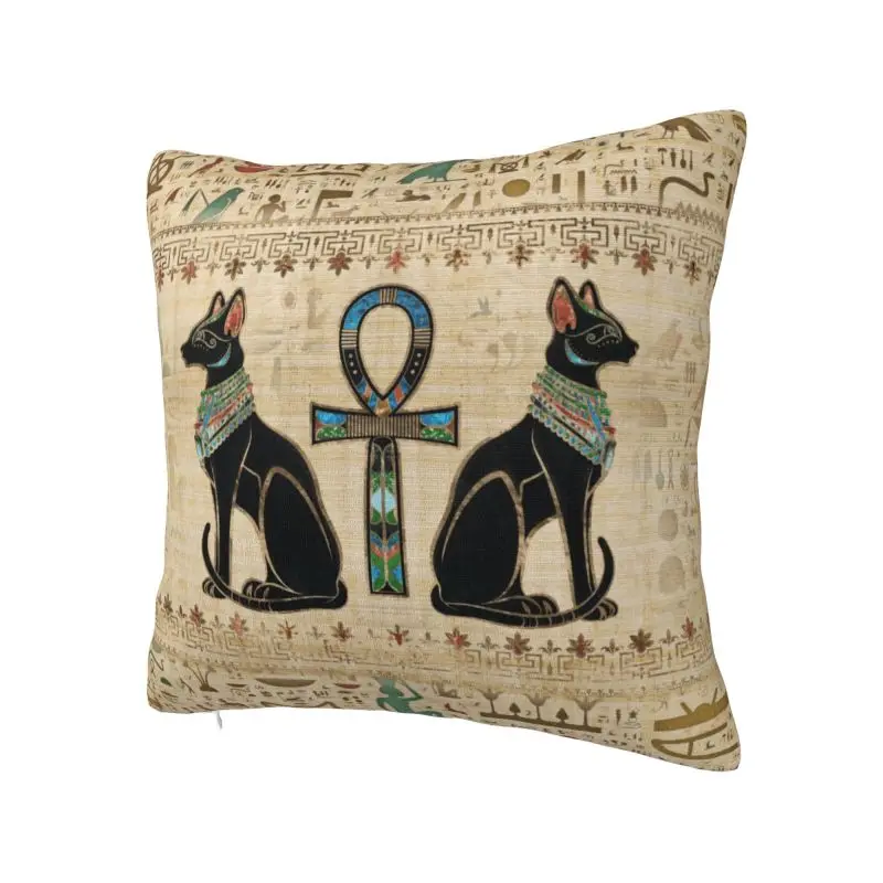 Nordic Egyptian Cats And Ankh Cross Cushion Cover for Sofa Velvet Ancient Egypt Throw Pillow Case for Living Room