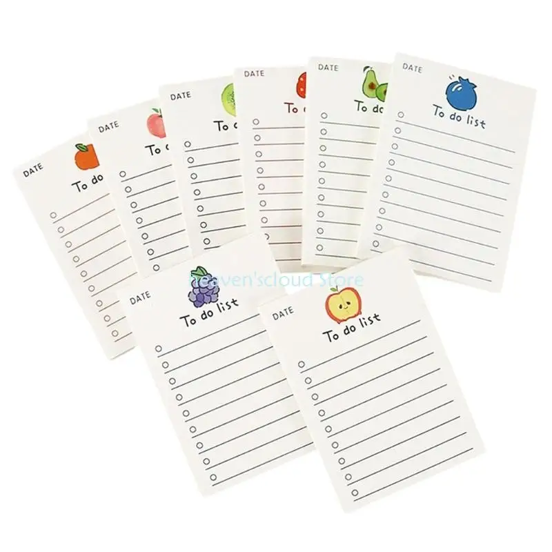 Y88B 8Pcs Fruit Design Note Tearable Notebook Friendly Paper Portable Planner For Office School Journaling