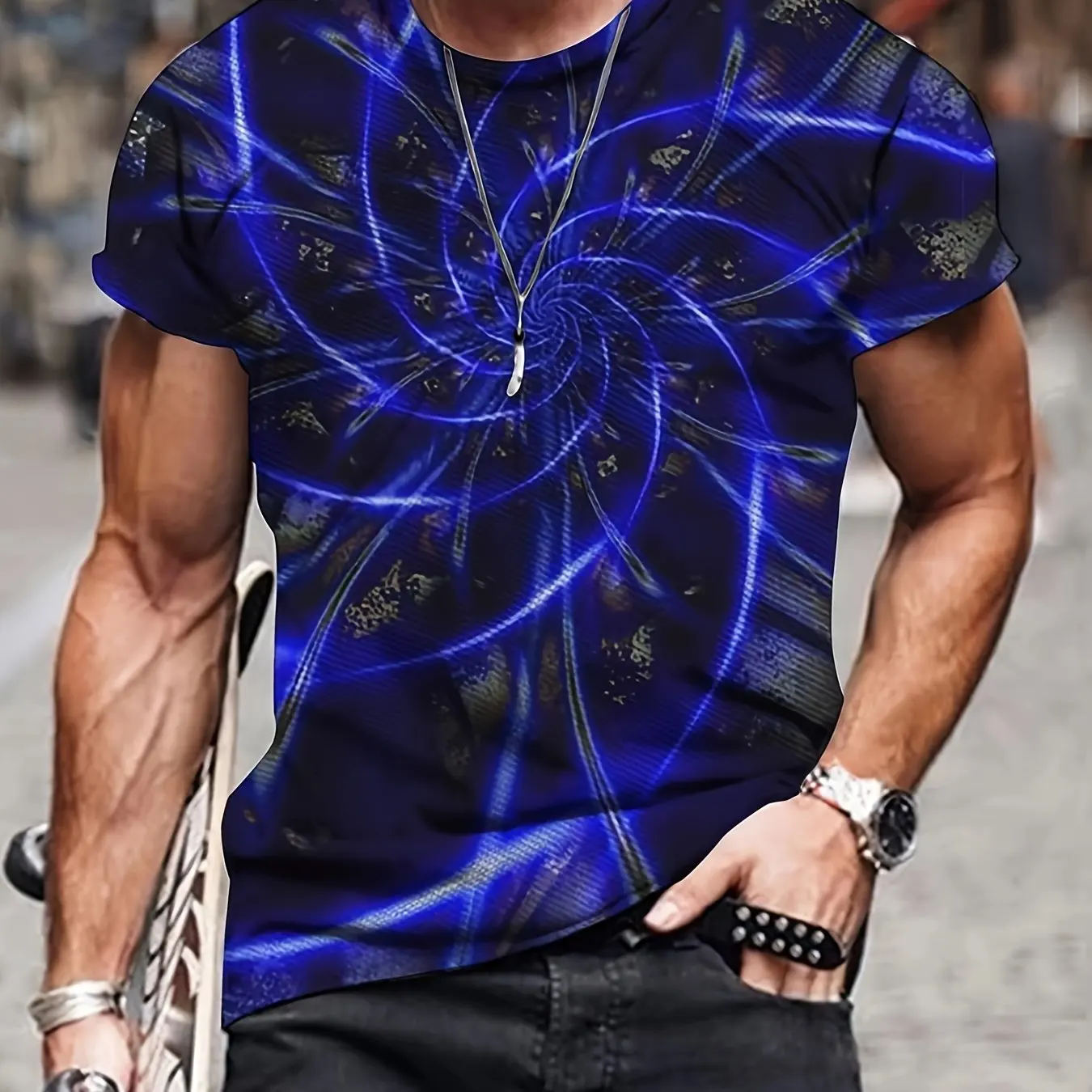 Summer fashion men\'s fun printed pattern T-shirt, loose and breathable, suitable for outdoor streets