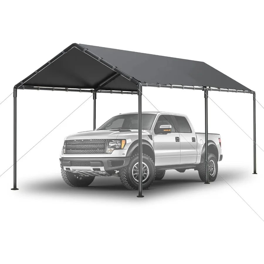 Outdoor Carport 10x20ft Heavy Duty Polyethylene Car Tent, Portable Garage Canopy Storage Shed, All-Season Waterproof Tarp Tent