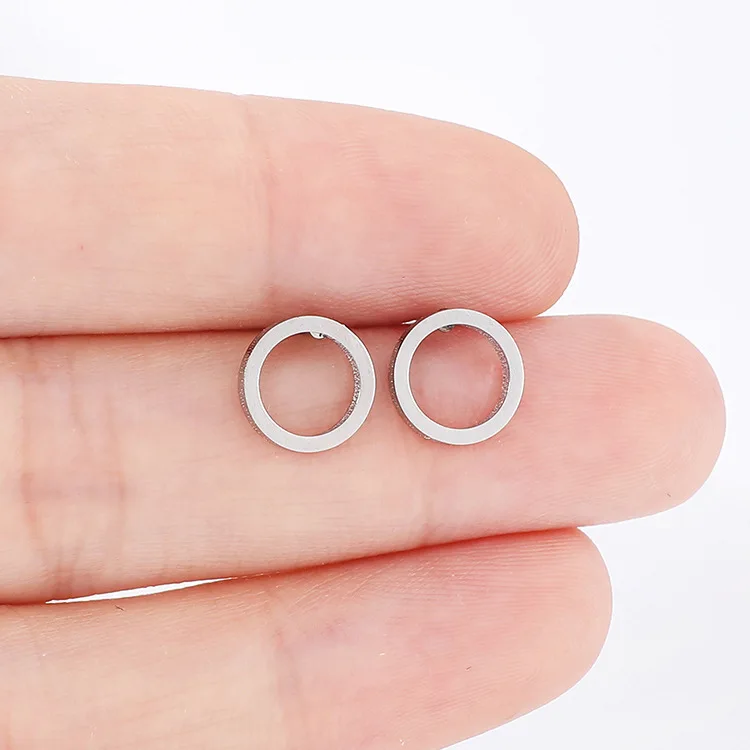 2024 new fashion stainless steel ring circle earrings personality creative all matching earrings female anniversary small gift