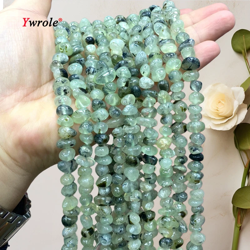Natural Raw Stone 9-12mm Irregular Green Prehnite Loose Spacer Beads for Jewelry Making Diy Earrings Bracelet Charms Accessories