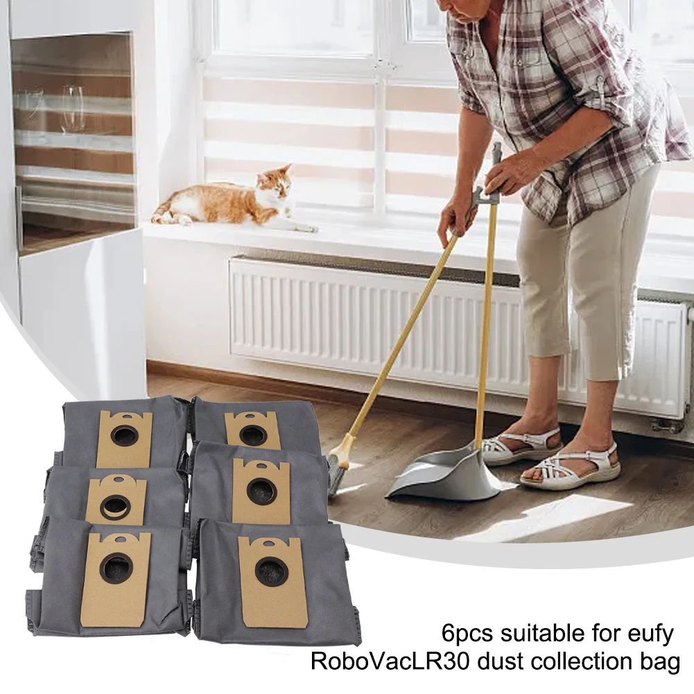 6 Replacement Dust Bags for RoboVac LR30 and For Hybrid+ Robot Vacuum Cleaner Compatible Components for Easy Maintenance