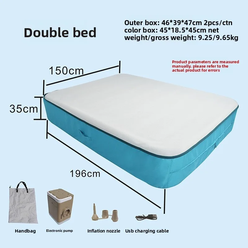 Self Inflating Raised Air Mattress One Button Thickened Outdoor Camping Tent Foldable Home Dorm Inflatable Bed Camping Travel