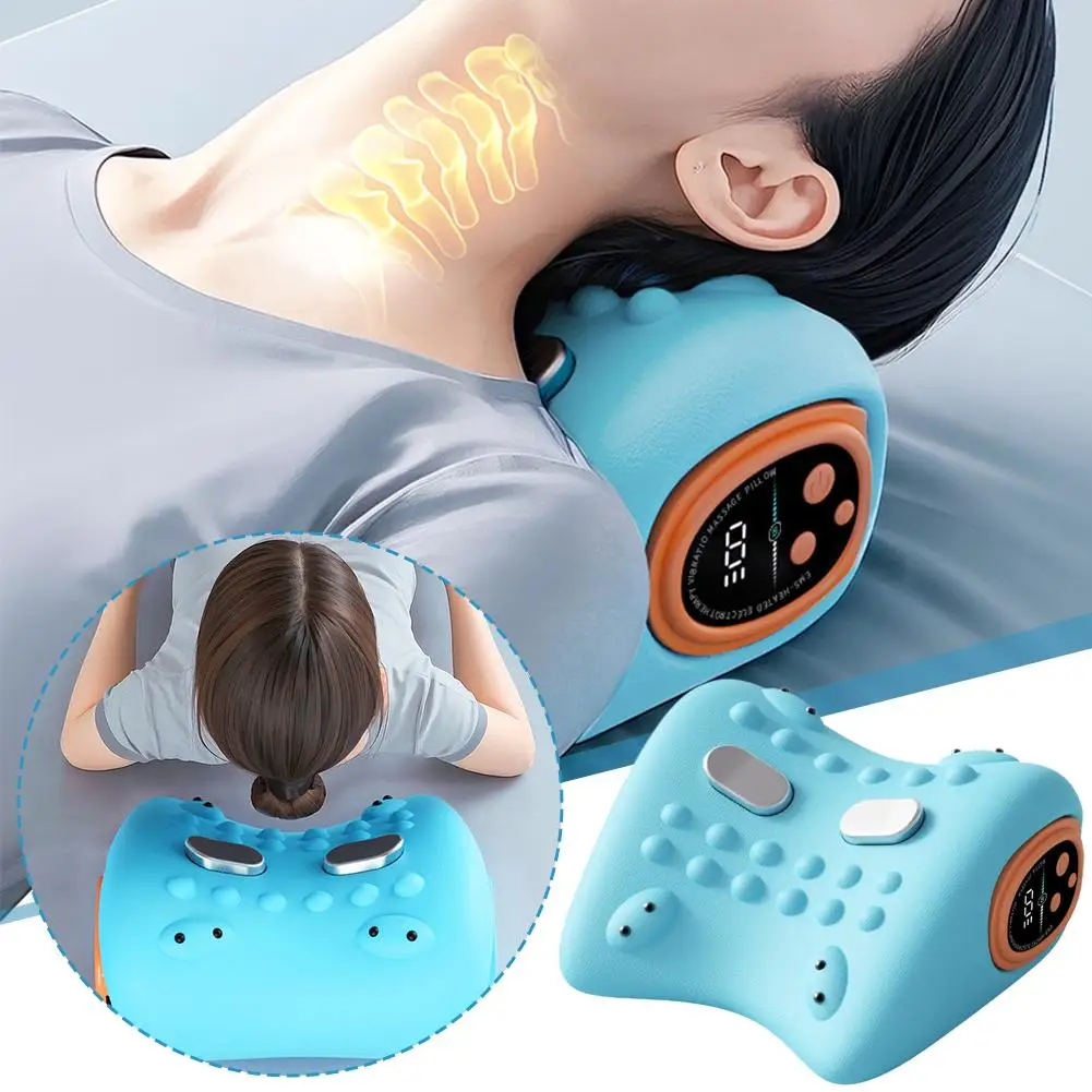 Elektrische Nek Massager Puls Cervicale Wervelkolom Kussen Tractie Relax Schouder Cervicale Massage Warmte Wervelkolom Correctie Nek Stre L7Q3