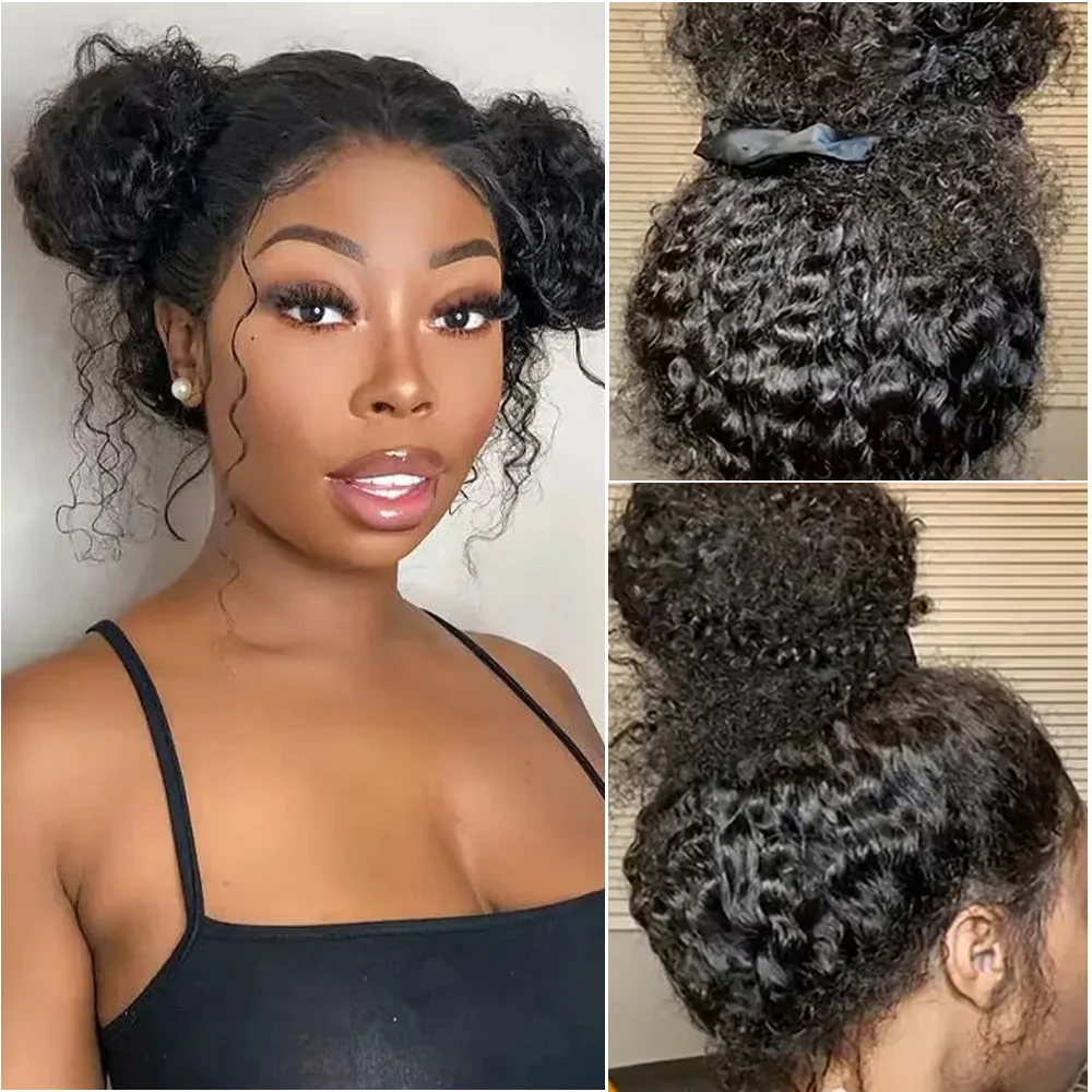 28 46 Inches Deep Wave 7x6 360 Full Lace Frontal Wig 200% Density Brazilian Pre Plucked Curly 13x6 HD Transparent Lace Front Human Hair Wigs For Women