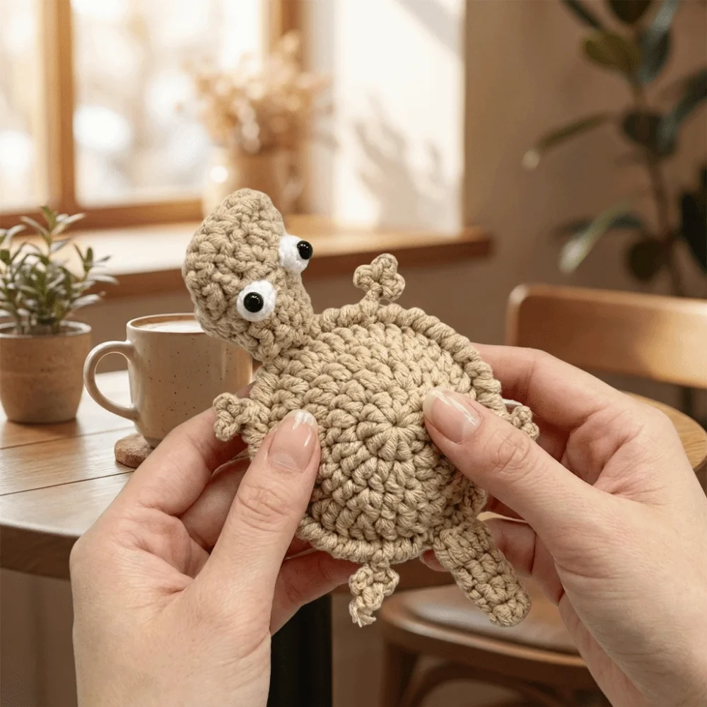 Novelty Funny Crochet Animal Coaster Cartoon Non-Slip Heat Resistant Pat Anti Scald Drink Insulation Pad Kitchen Accessory