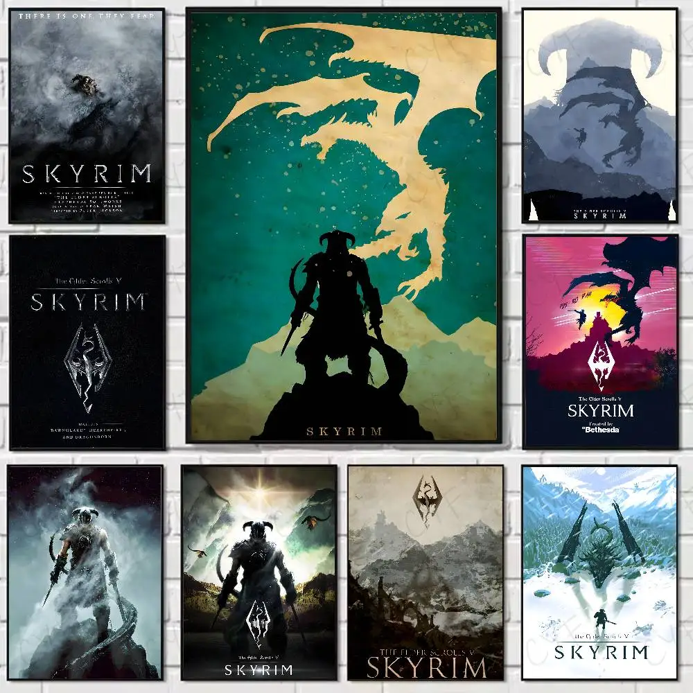 

Classic Game S-Scroll V Skyrims Poster Home Living Bed Room Bar Hallway Sticky Wall Art Printing Waterproof Aesthetic Decor