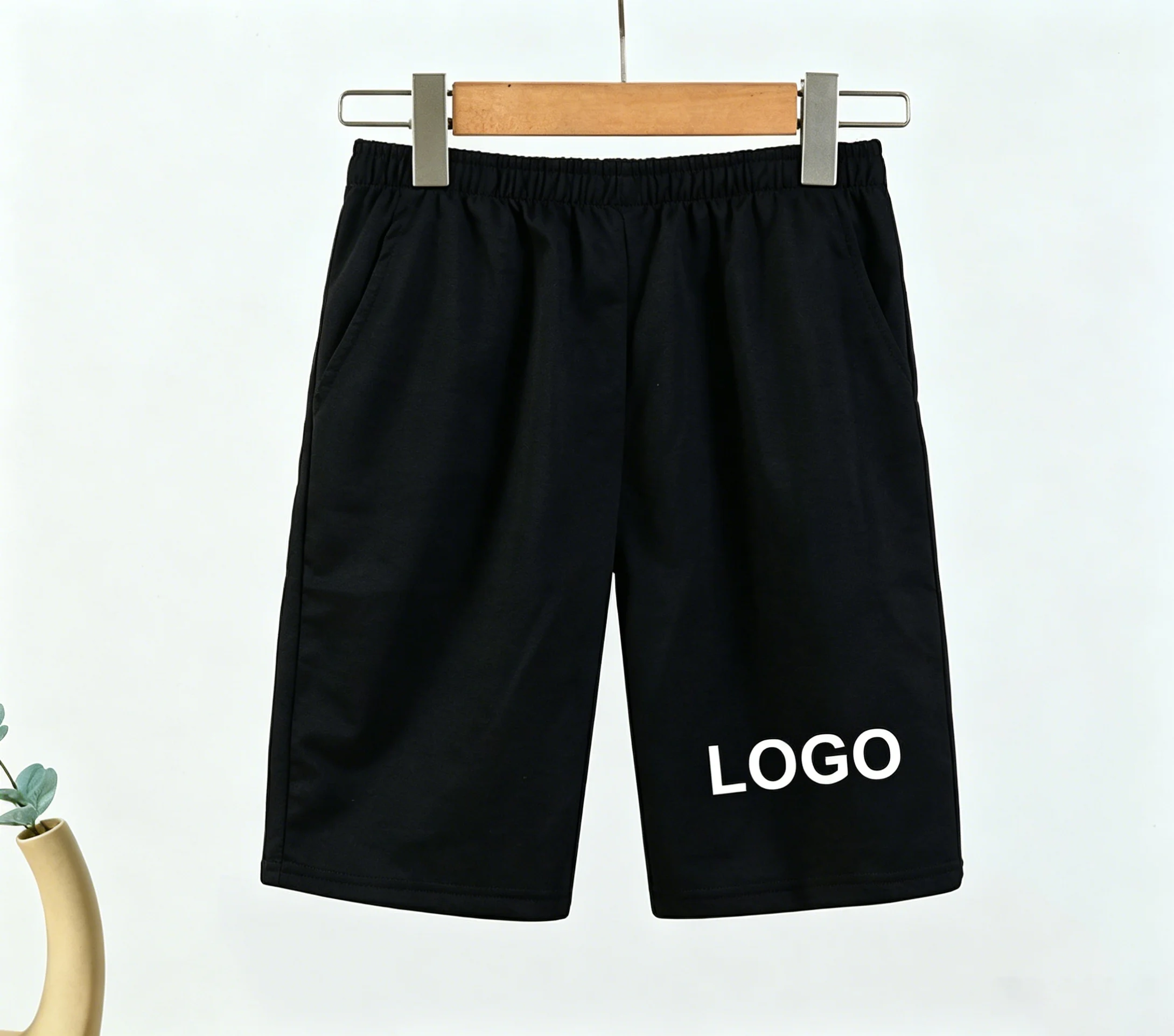 Children's pure cotton shorts customized with your logo for boys and girls' clothing, suitable for children aged 4-14 in spring