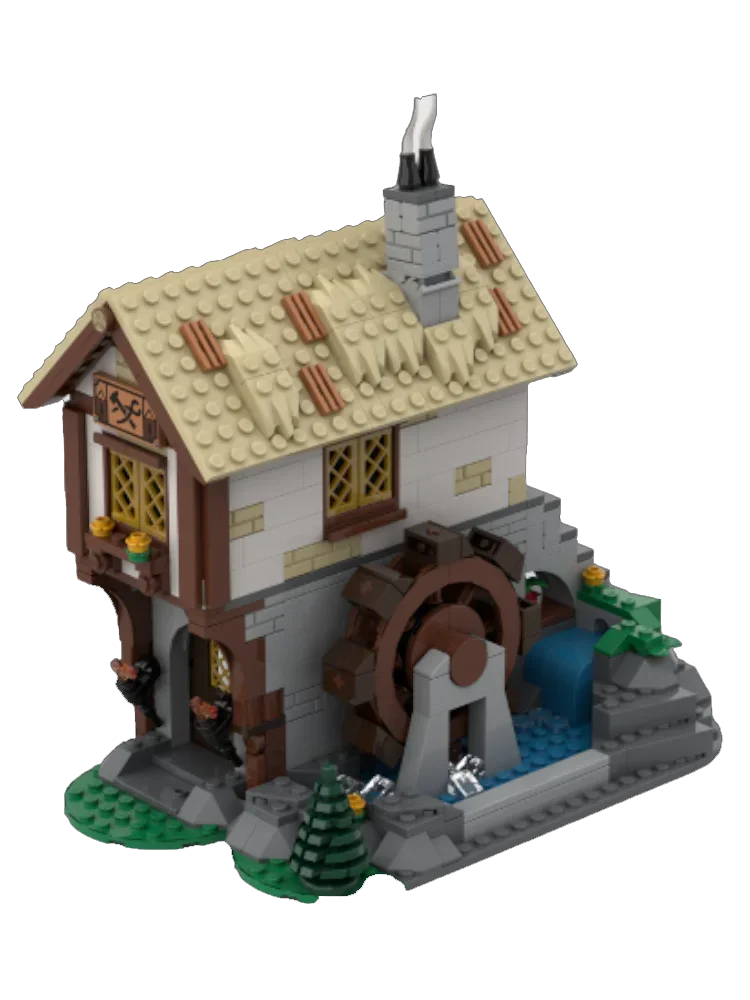 NEW 713PCS City Hot Selling Street View Moc Medieval Town Square Blacksmith DlY creative ideas Children Toy birthday Gift Blocks