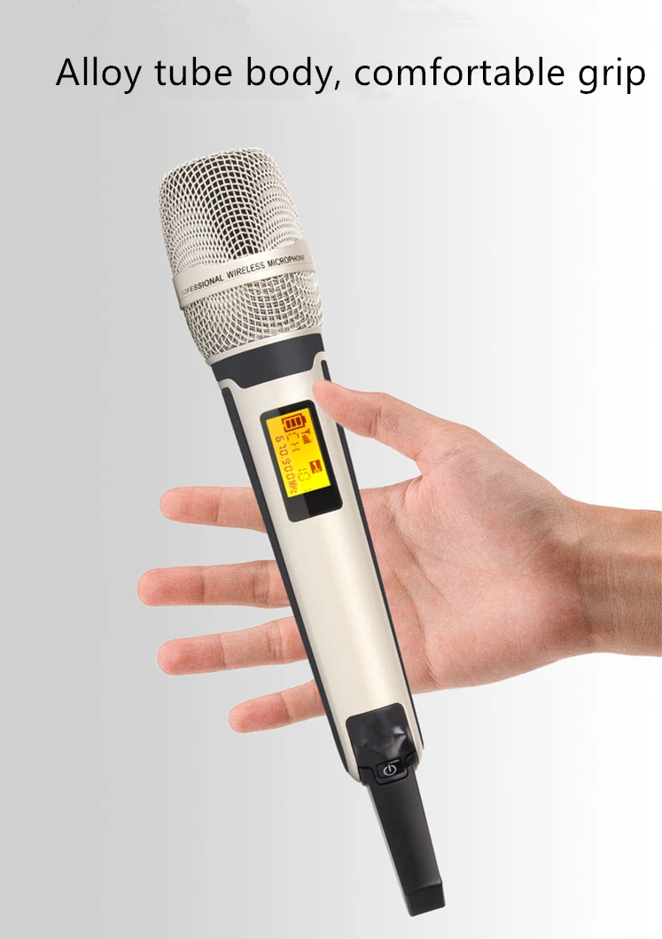 Professional Wireless Microphone UHF Adjustable Frequency Plug‑and‑Play Mic for Karaoke Stage Party Speaker Mixer Amplifier - view 2