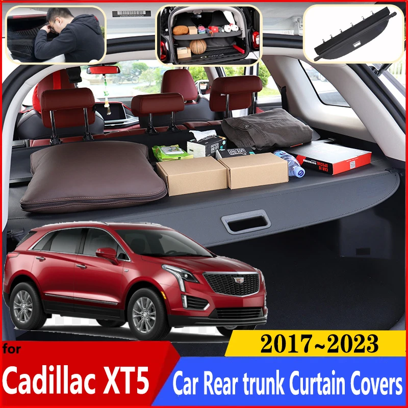 Car Trunk Curtain For Cadillac XT5 2017 2018 2019 2020 2021 2022 2023 Car Trunk Luggage Curtain Retractable Covers Accessories