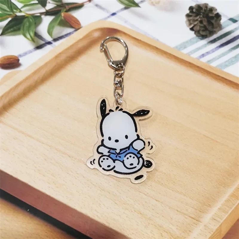 Sanrio Pochacco llavero de decoración, figura de acción de Anime, coches de juguete lindos, decoración de bolsa de escritorio, modelo Q, regalo de