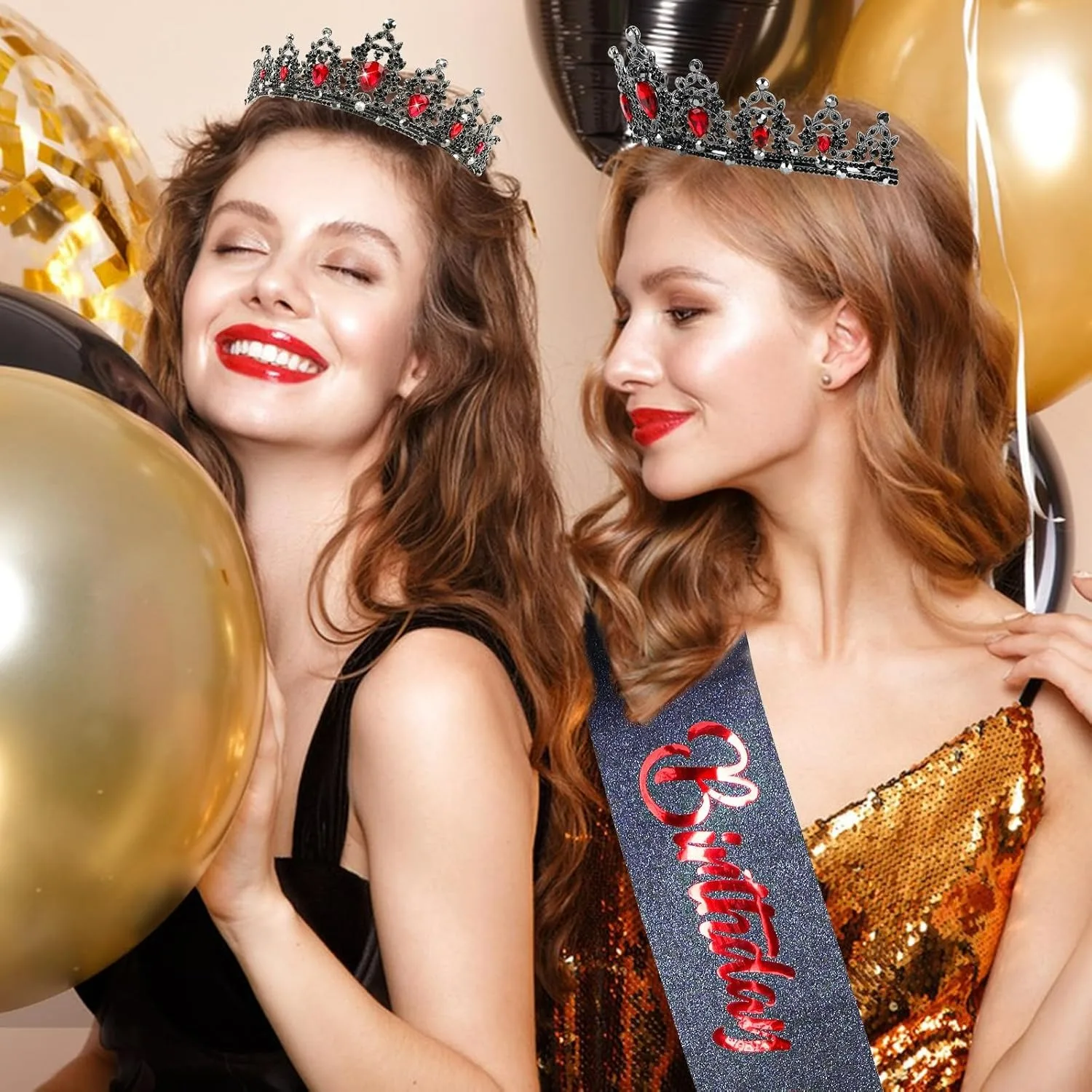 Barocke Strass-Geburtstagskönigin-Schärpe, Band, Krone, Tiara, Stirnbänder, Schärpe mit Anstecknadel, Happy Birthday Party für Frauen und Mädchen – Detail 15