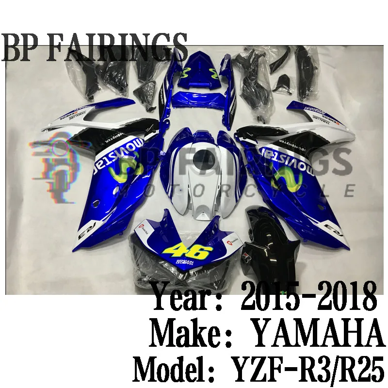 NEW ABS Fairings Kit Fit For YAMAHA YZF R3 2015 2016 2017 2018 Bodywork YZF-R25 15 16 17 18 set Blue White